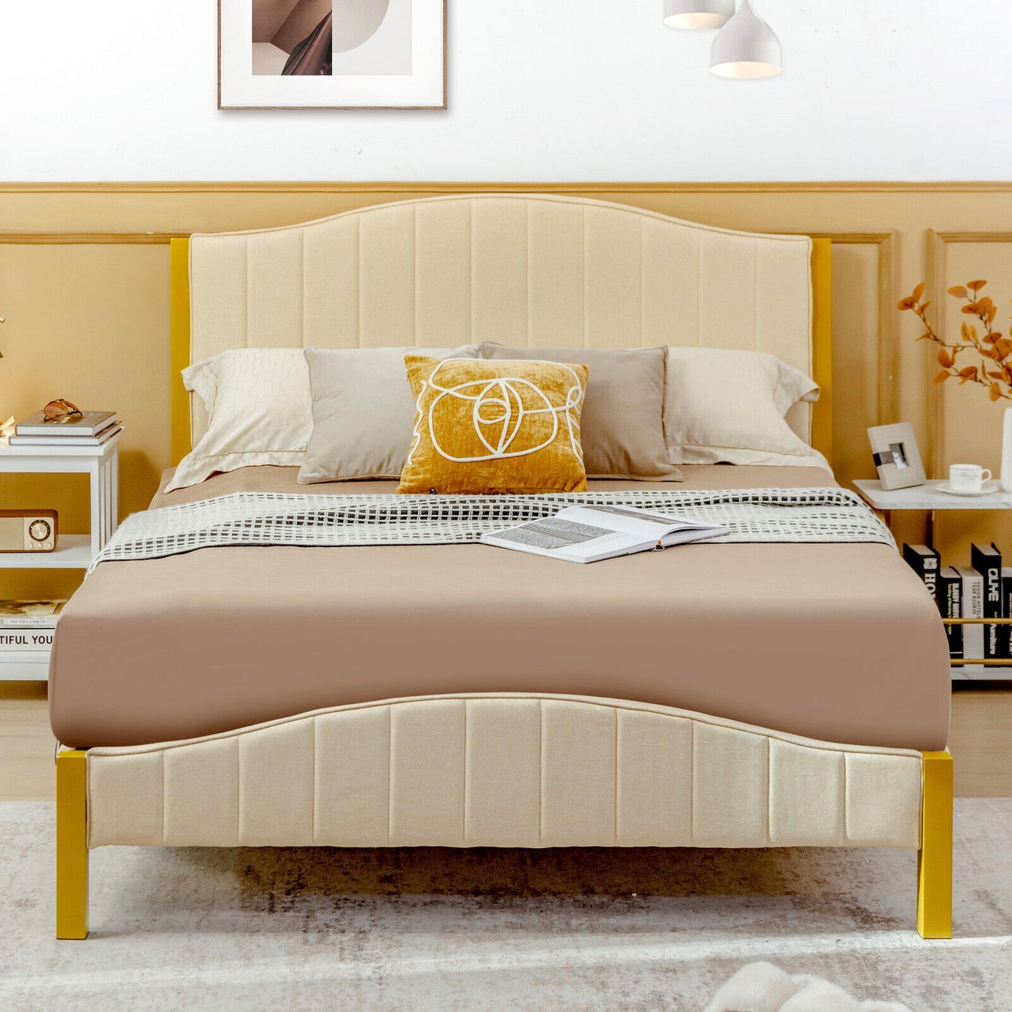 Full/Queen Size Upholstered Bed Frame with Quilted Headboard-Full Size Kids Crystal