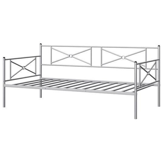 Metal Daybed Twin Bed Frame Stable Steel Slats Sofa Bed-Silver Kids Crystal