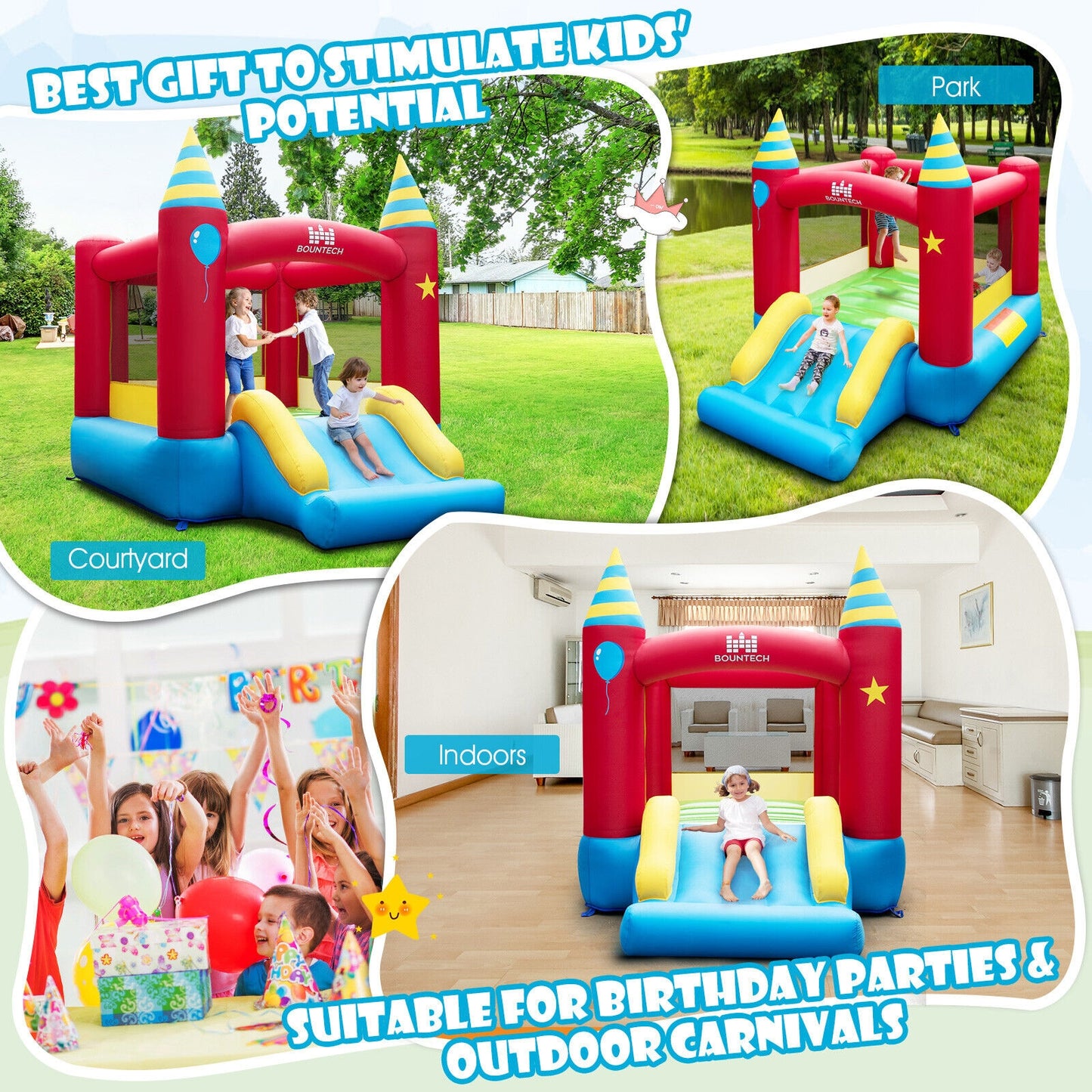 Kids Inflatable Bounce Castle Excluded Blower Kids Crystal