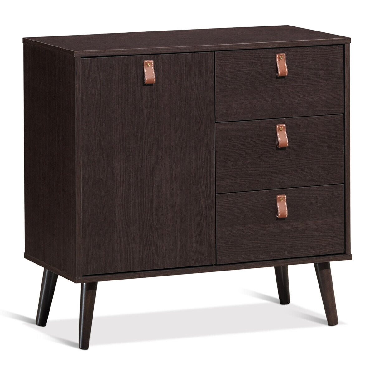 3-drawer Sideboard Storage Display Cabinet-Brown Kids Crystal