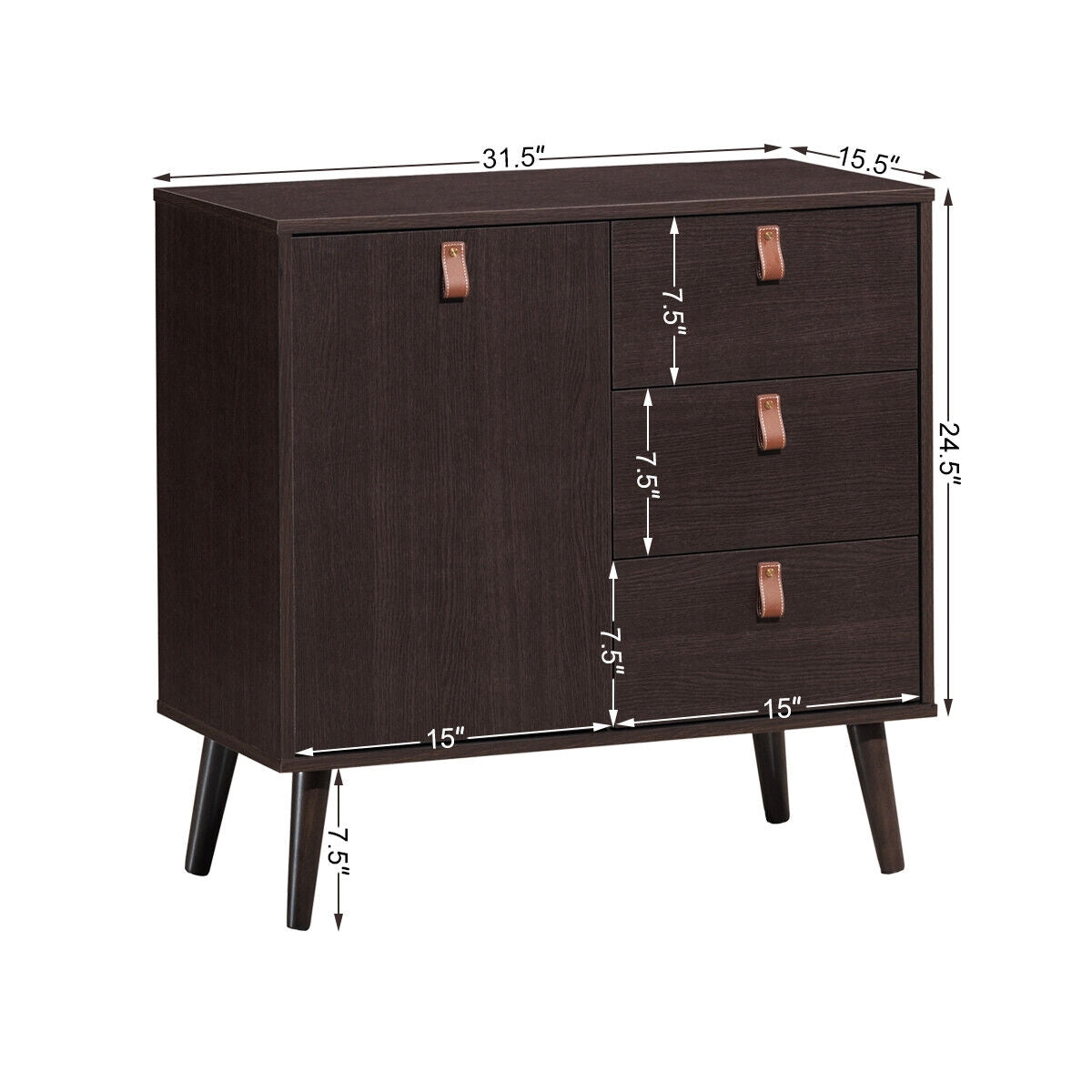 3-drawer Sideboard Storage Display Cabinet-Brown Kids Crystal