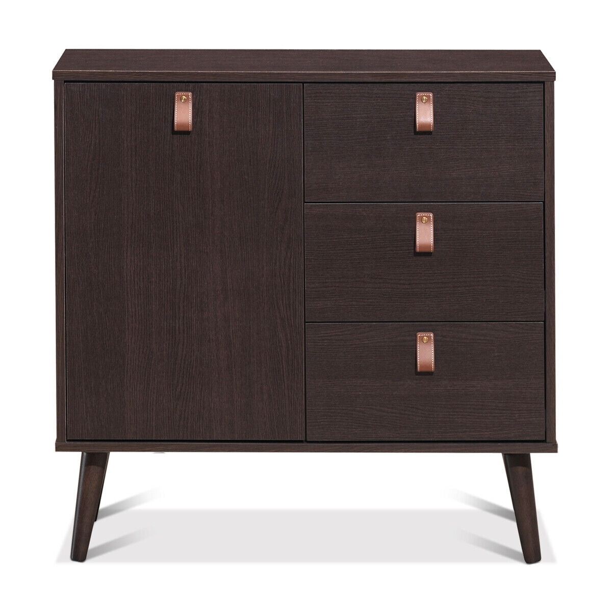 3-drawer Sideboard Storage Display Cabinet-Brown Kids Crystal