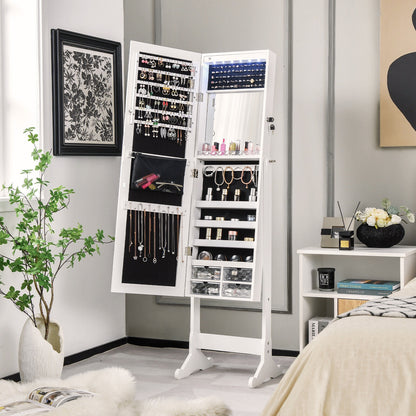 Free Standing Full Length Jewelry Armoire with Lights-White