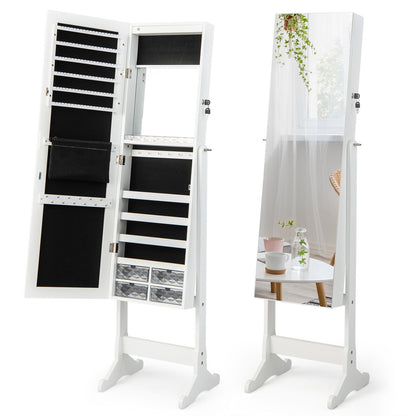 Free Standing Full Length Jewelry Armoire with Lights-White
