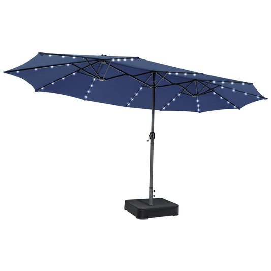 15 Feet Double-Sided Patio Umbrella with 48 LED Lights-Navy Kids Crystal