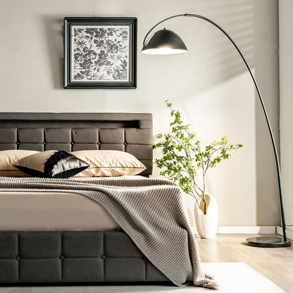 Upholstered Queen LED Bed Frame with Headboard and 4 Drawers