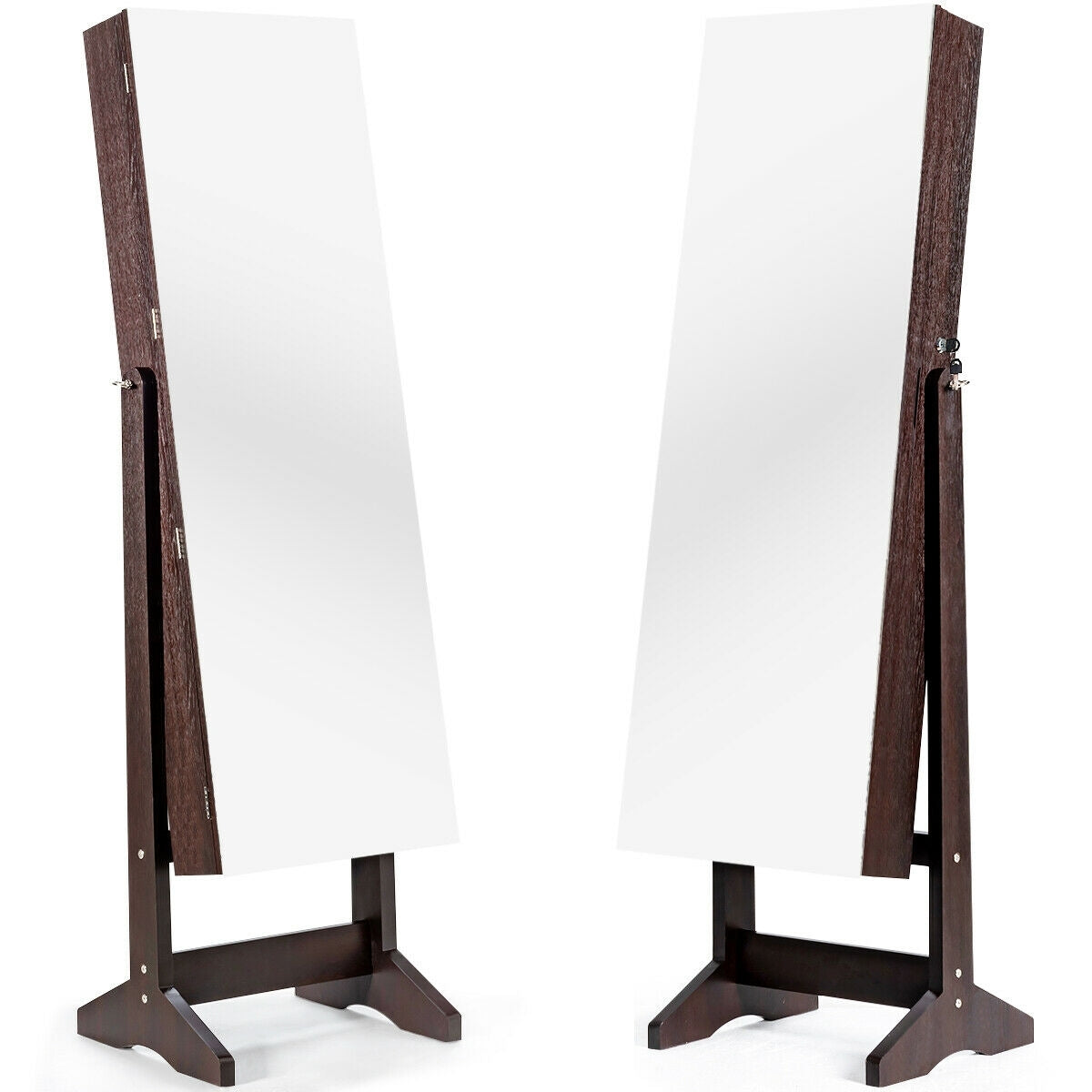 Standing Jewelry Armoire Cabinet with Full Length Mirror-Brown Kids Crystal