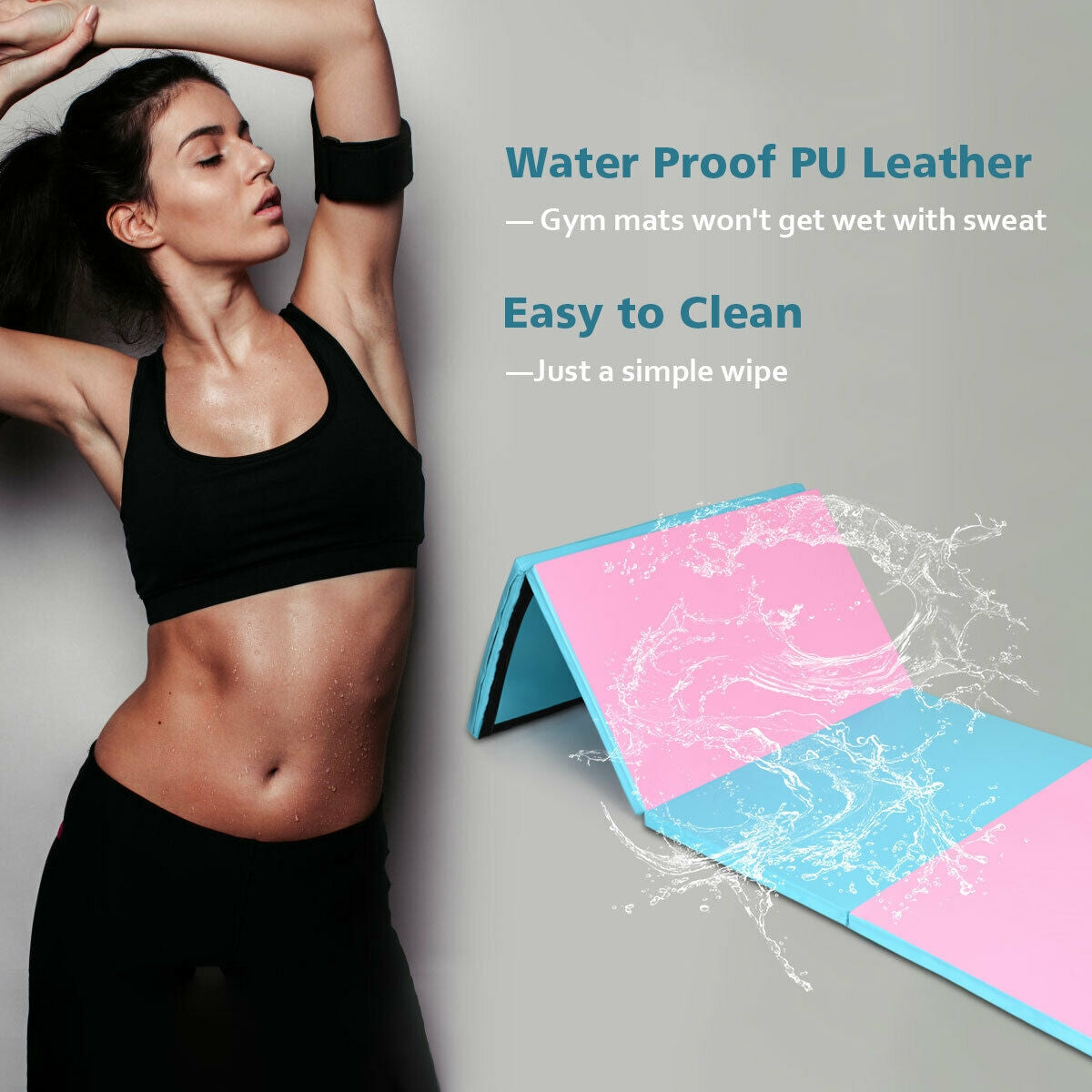 4 Feet x 10 Feet x 2 Inch Folding Gymnastics Tumbling Gym Mat-Blue Kids Crystal
