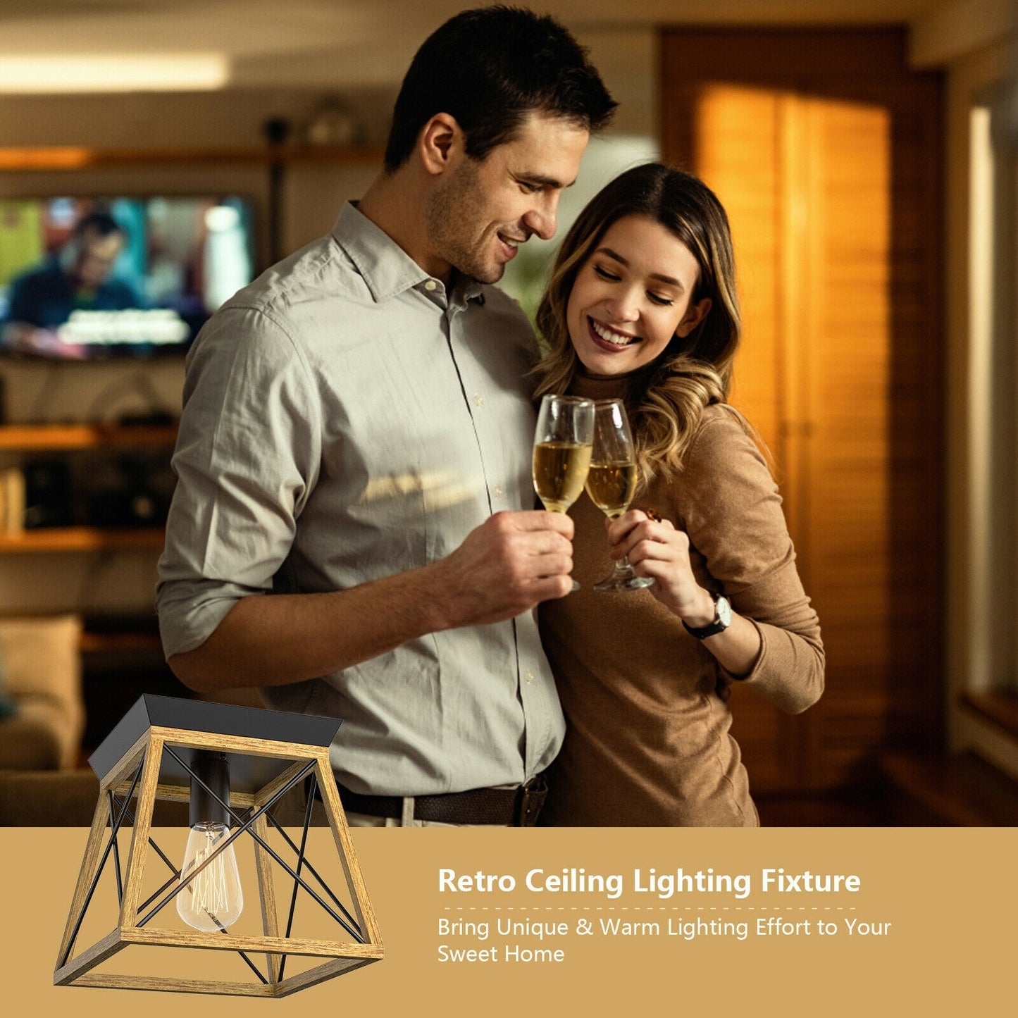 Farmhouse Vintage Ceiling Lights with E26 Blub Socket for Hallway Dining Room Kids Crystal