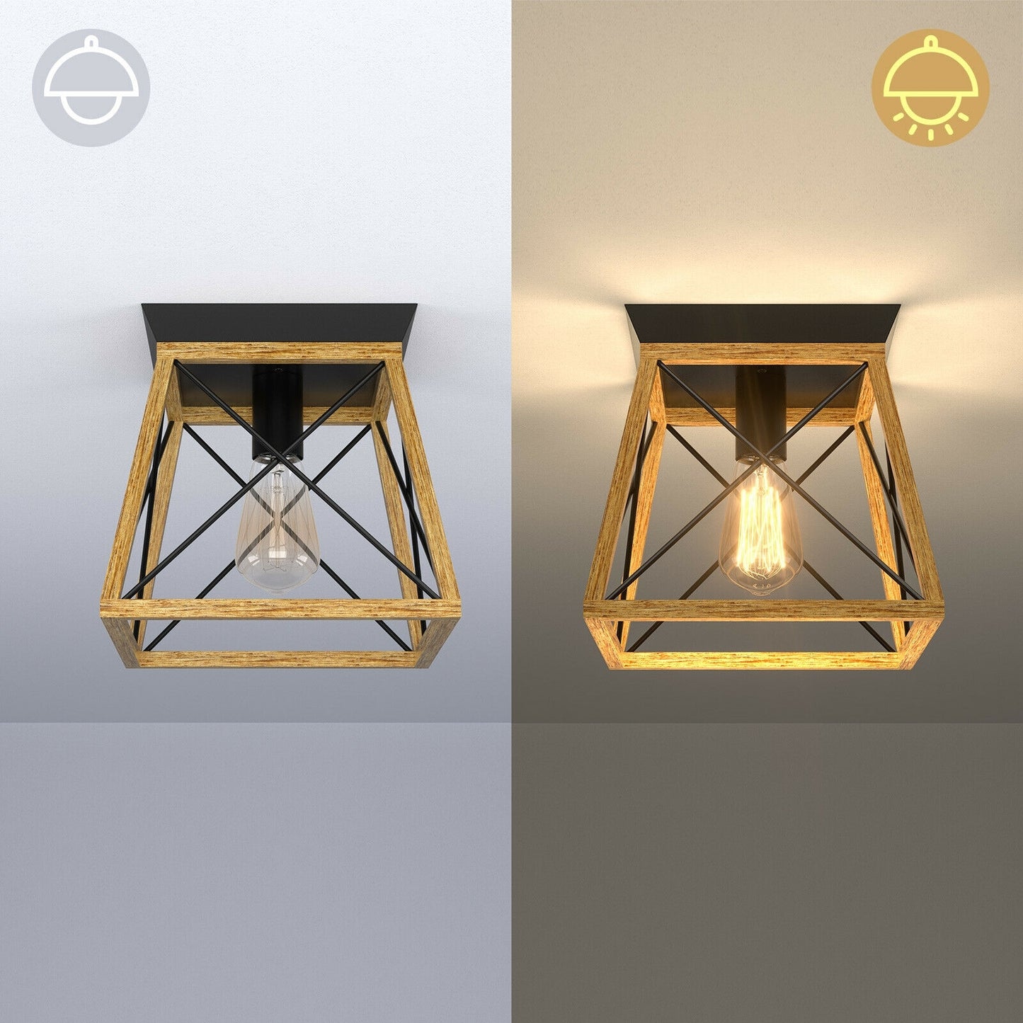 Farmhouse Vintage Ceiling Lights with E26 Blub Socket for Hallway Dining Room Kids Crystal