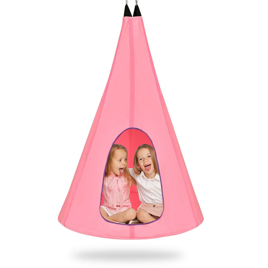 32 Inch Kids Nest Swing Chair Hanging Hammock Seat for Indoor and Outdoor-Pink Kids Crystal