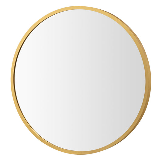 16-inch Round Wall Mirror with Aluminum Alloy Frame-Golden Kids Crystal