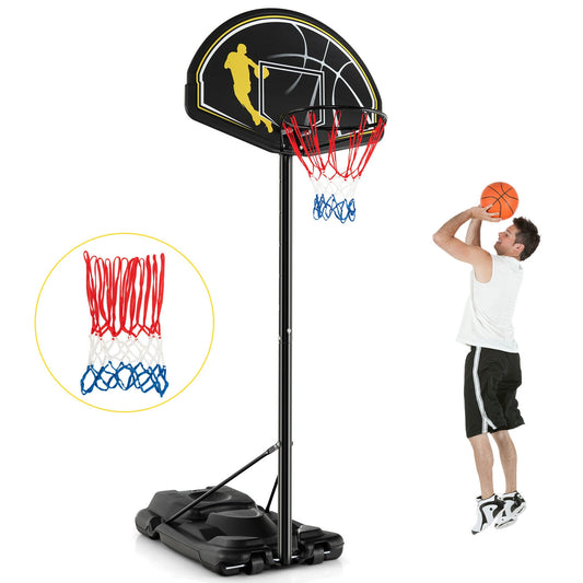 4.25-10 Feet Portable Adjustable Basketball Goal Hoop System Kids Crystal