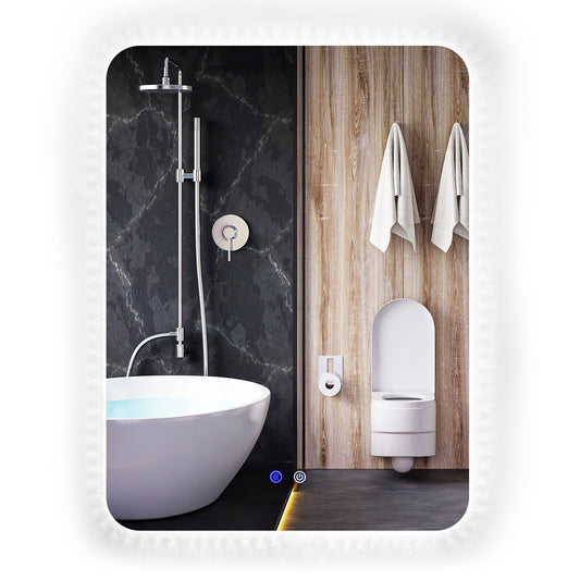 32 x 24 Inch Shatterproof Wall Mirror with 3-Color Lights and Anti-Fog Function Kids Crystal