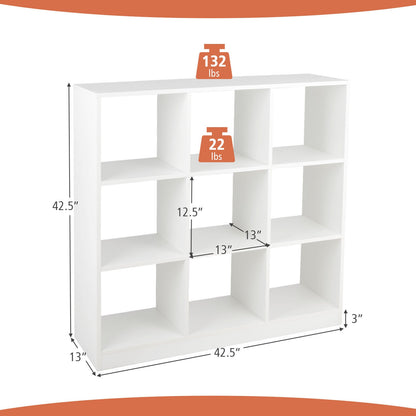 Modern 9-Cube Bookcase with 2 Anti-Tipping Kits for Books Toys Ornaments-White