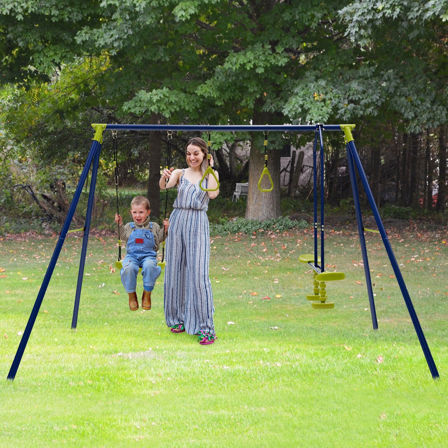 3-in-1 Outdoor Swing Set for Kids Aged 3 to 10 Kids Crystal