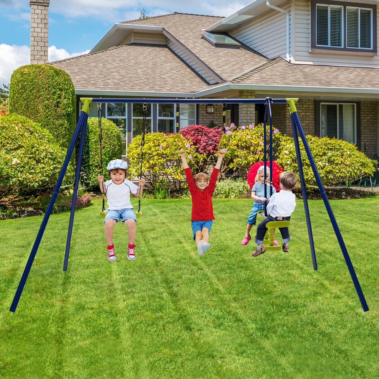 3-in-1 Outdoor Swing Set for Kids Aged 3 to 10 Kids Crystal