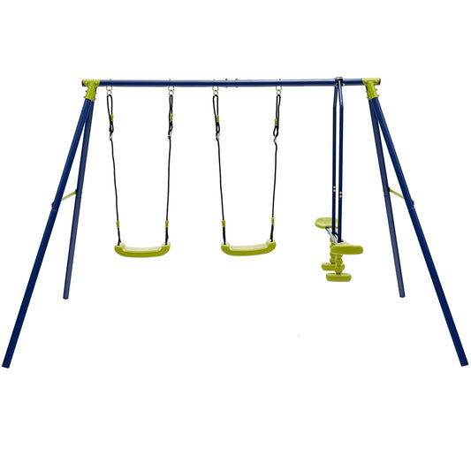 440 Pounds Kids Swing Set with Two Swings and One Glider Kids Crystal