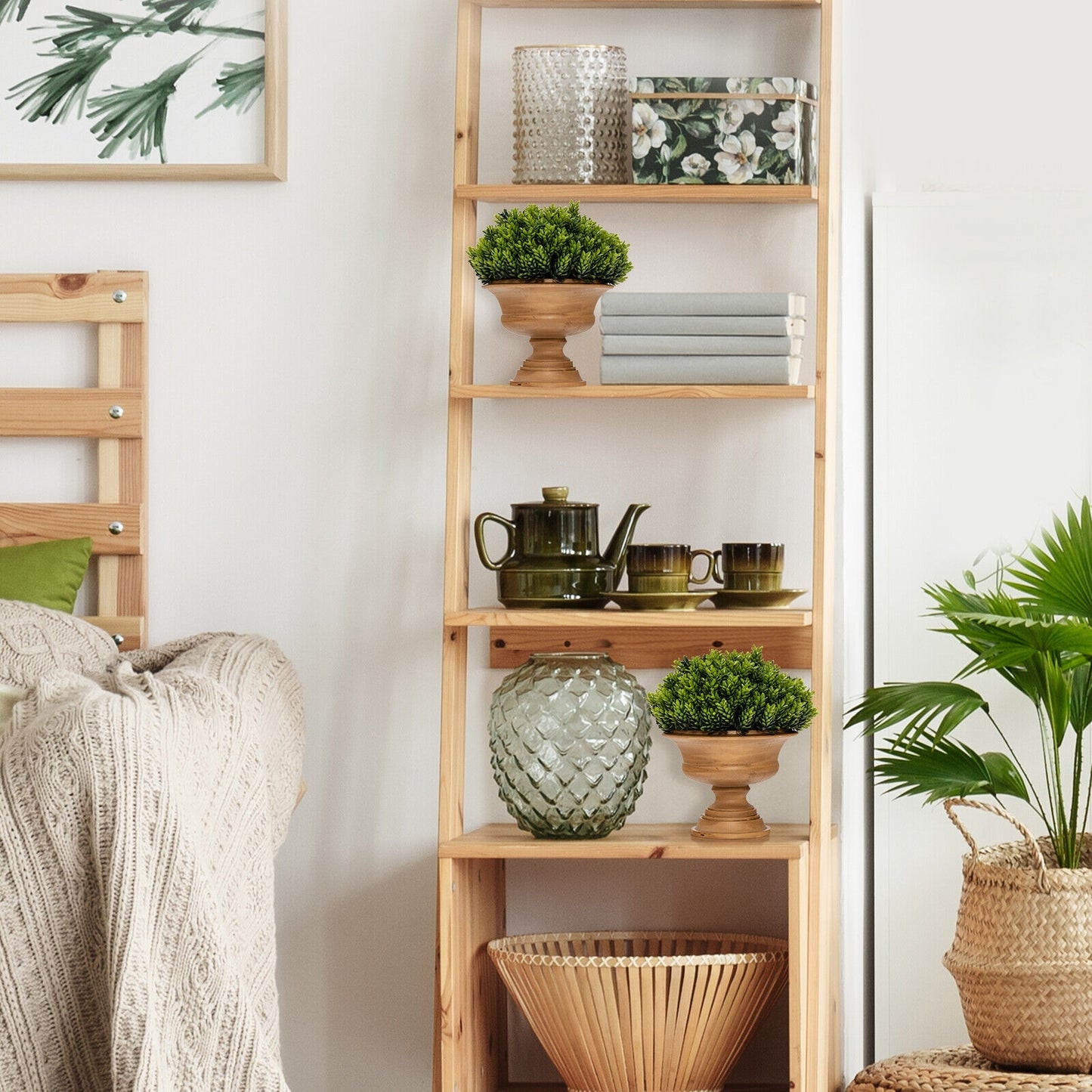 4 Pack Artificial Boxwood Topiary Trees Kids Crystal