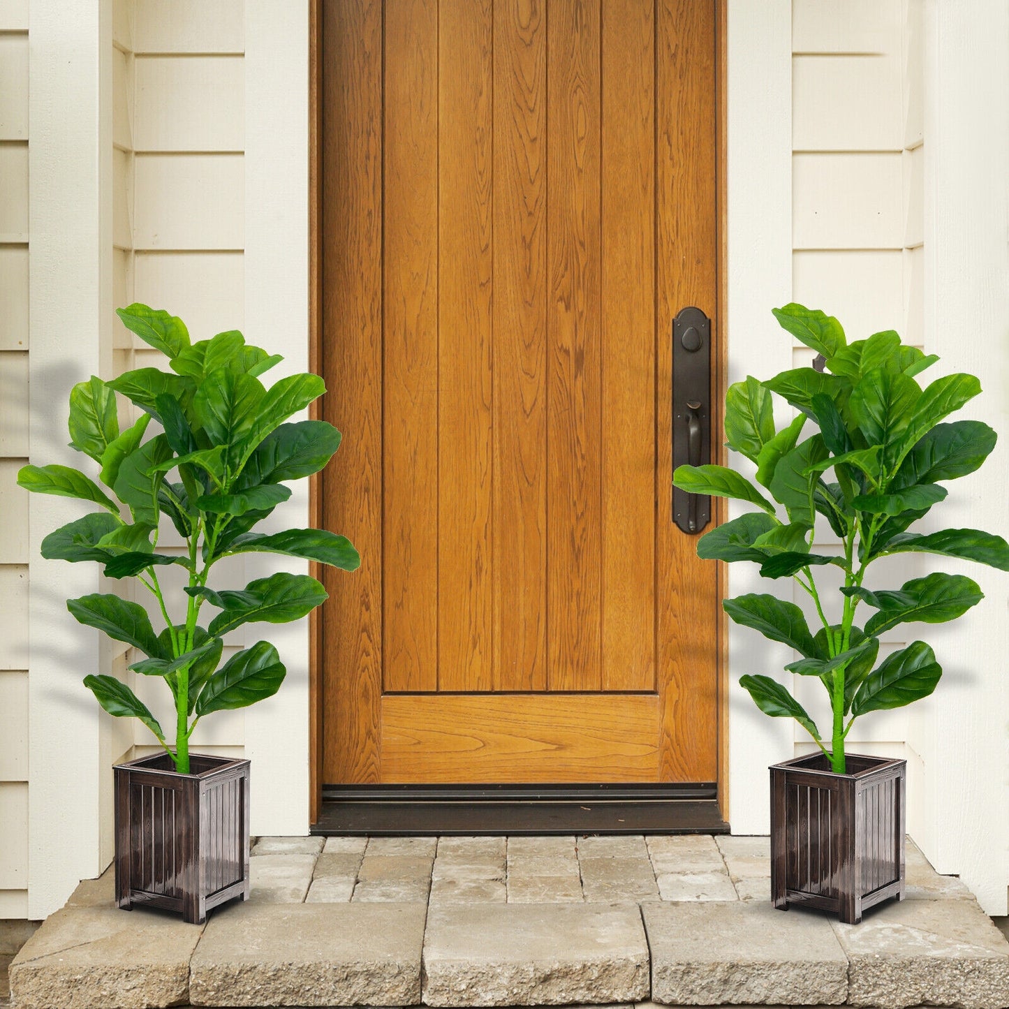 2-Pack Artificial Fiddle Leaf Fig Tree Kids Crystal