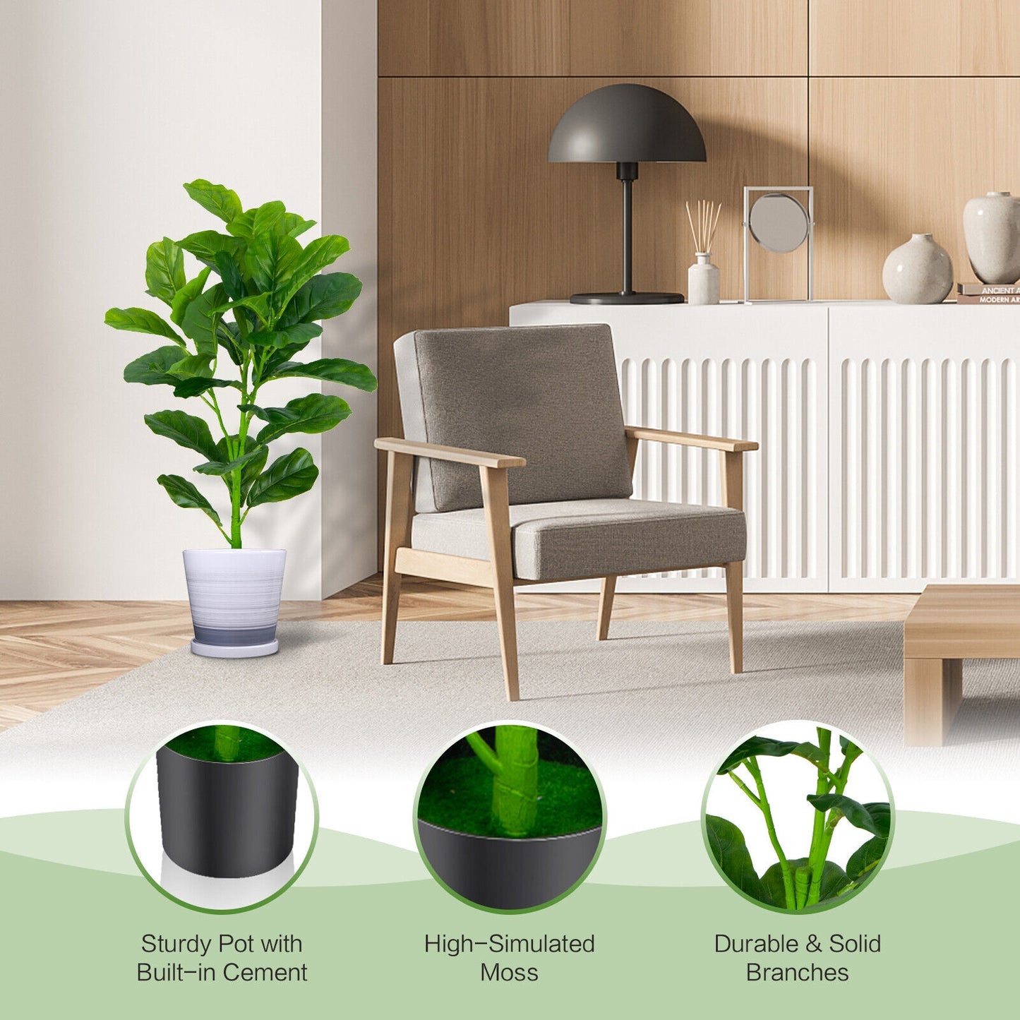 2-Pack Artificial Fiddle Leaf Fig Tree Kids Crystal