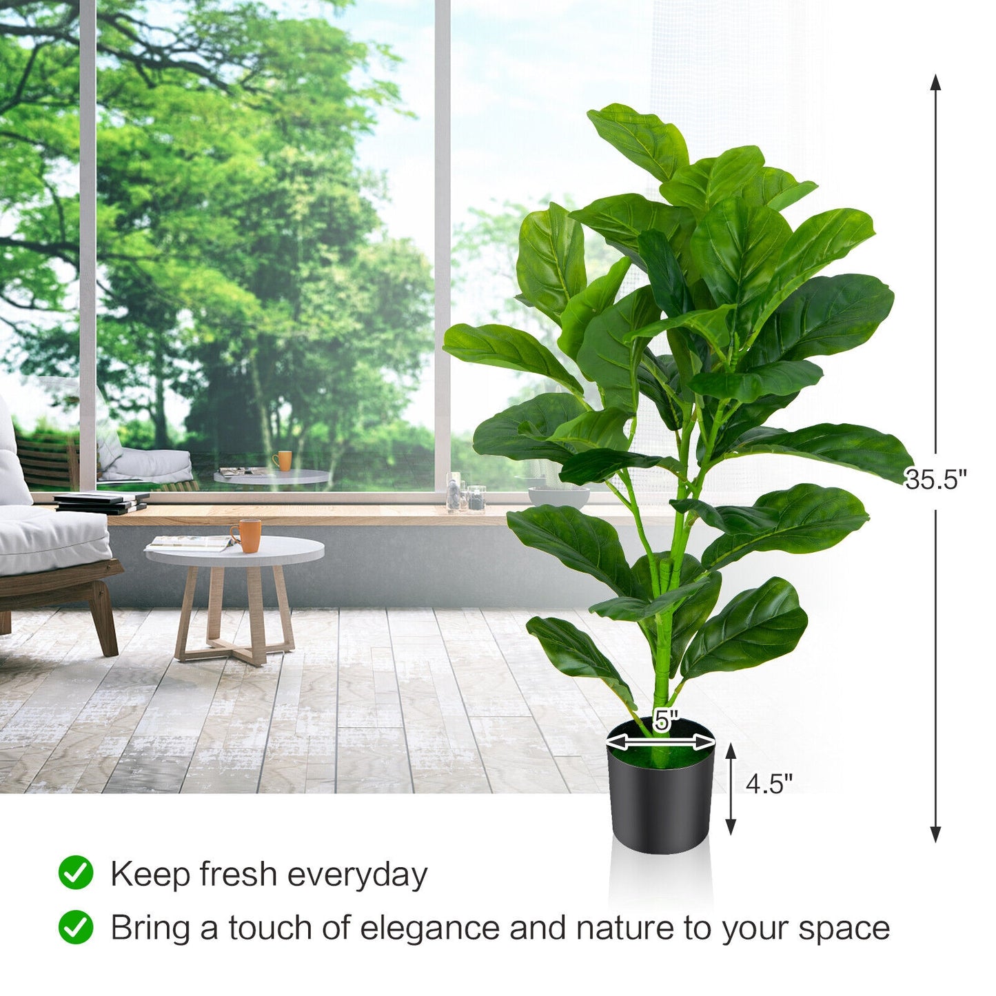 2-Pack Artificial Fiddle Leaf Fig Tree Kids Crystal