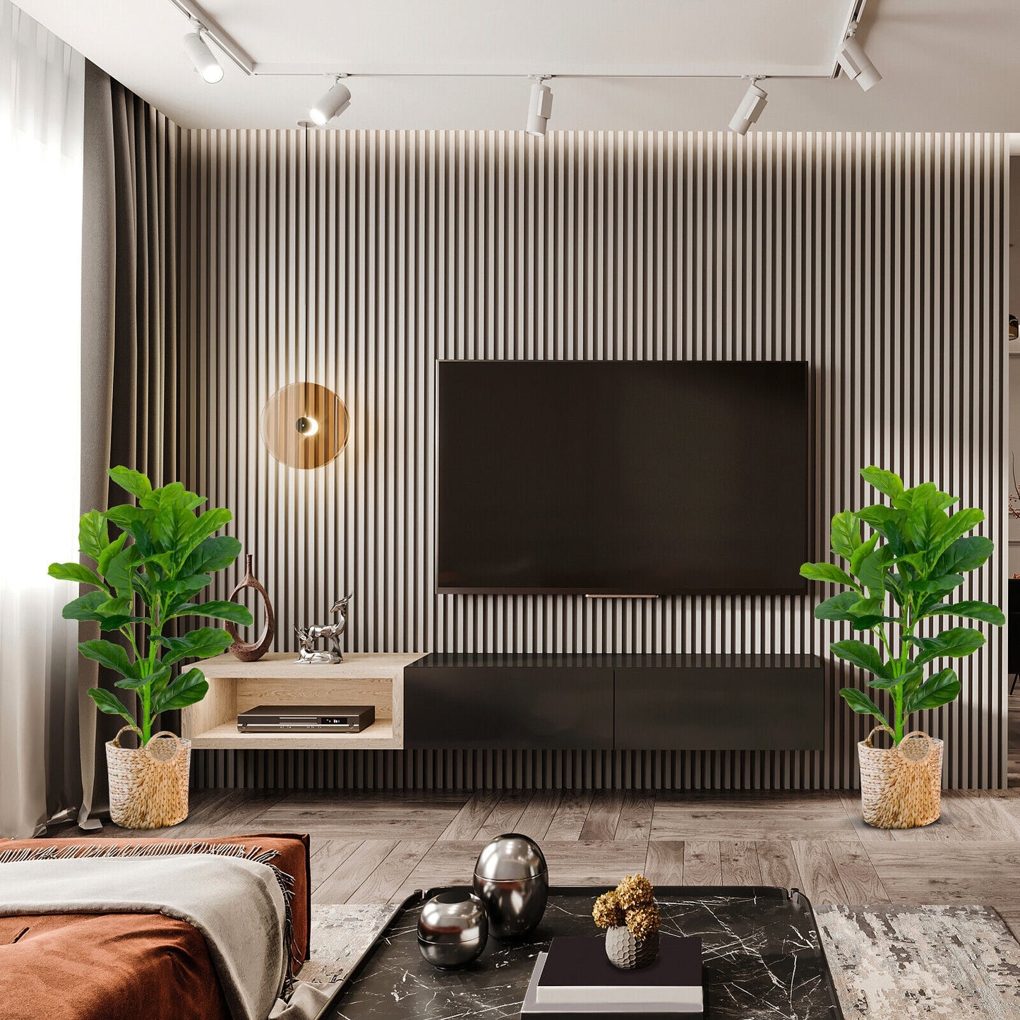 2-Pack Artificial Fiddle Leaf Fig Tree Kids Crystal