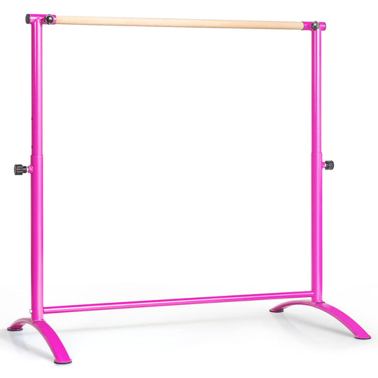 51 Inch Ballet Barre Bar with 4-Position Adjustable Height-Pink Kids Crystal