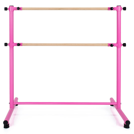 47 Inch Double Ballet Barre with Anti-Slip Footpads-Pink Kids Crystal