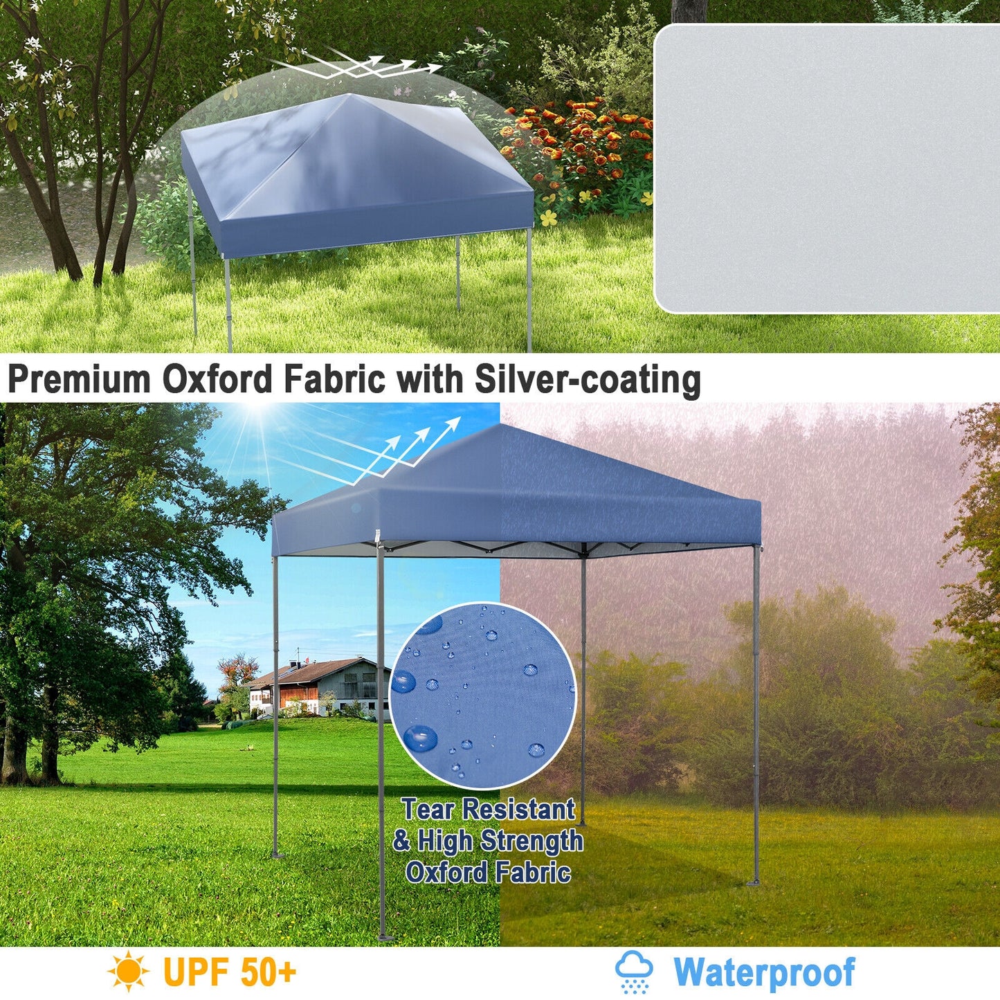 6.6 x 6.6 Feet Outdoor Pop-up Canopy Tent with UPF 50+ Sun Protection-Blue Kids Crystal