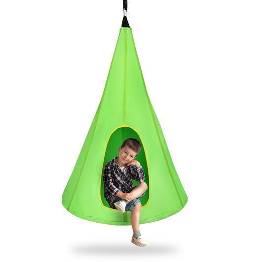 32 Inch Kids Nest Swing Chair Hanging Hammock Seat for Indoor Outdoor-Green Kids Crystal