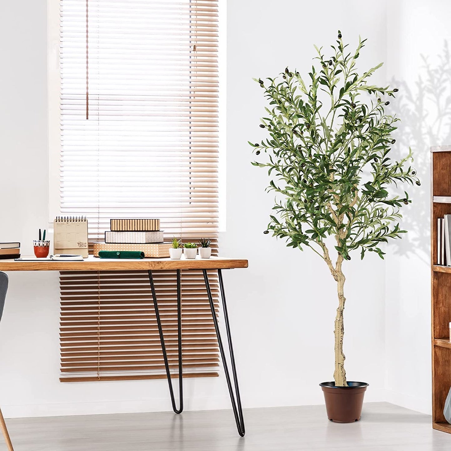 6 Feet Artificial Olive Tree in Cement Pot-2 Pieces Kids Crystal