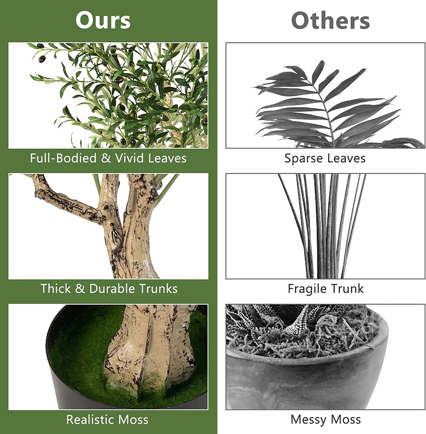 6 Feet Artificial Olive Tree in Cement Pot-2 Pieces Kids Crystal