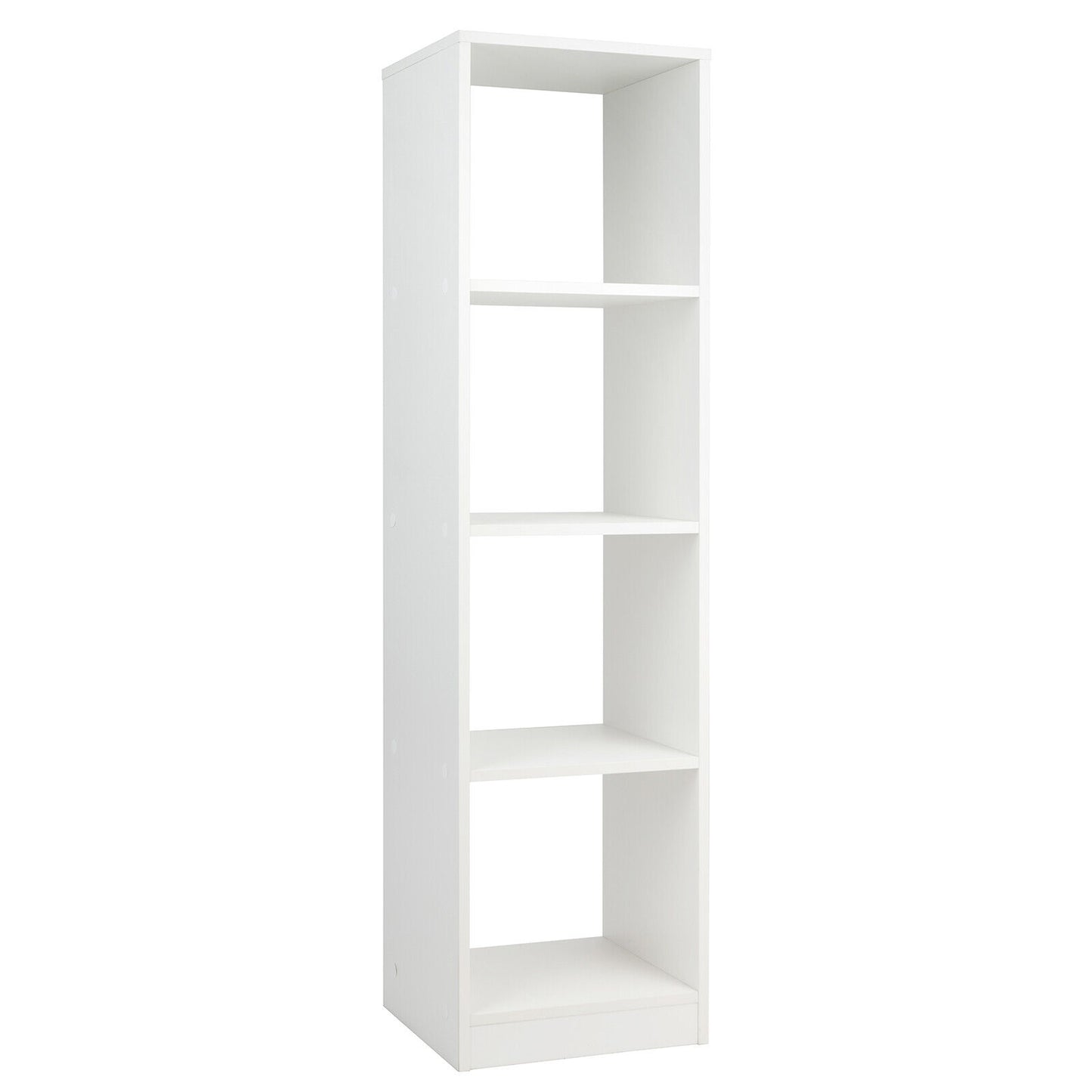 5 Tiers 4-Cube Narrow Bookshelf with 4 Anti-Tipping Kits-White Kids Crystal