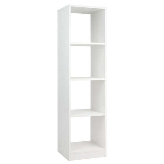5 Tiers 4-Cube Narrow Bookshelf with 4 Anti-Tipping Kits-White Kids Crystal