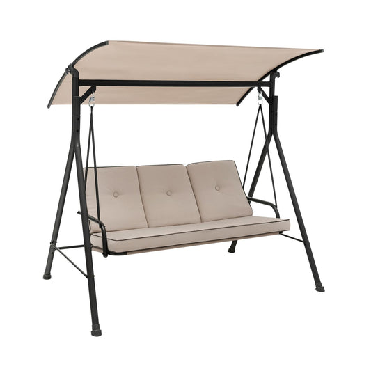 3-Person Outdoor Patio Porch Swing with Adjustable Canopy and 900 Lbs Weight Capacity Kids Crystal