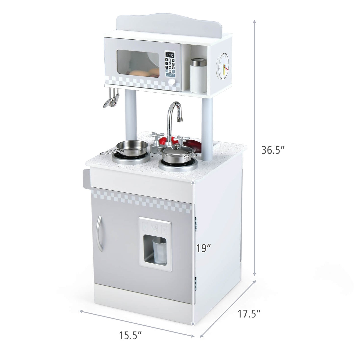 Chef Pretend Kitchen Playset with Cooking Oven and Sink for Toddlers Kids Crystal