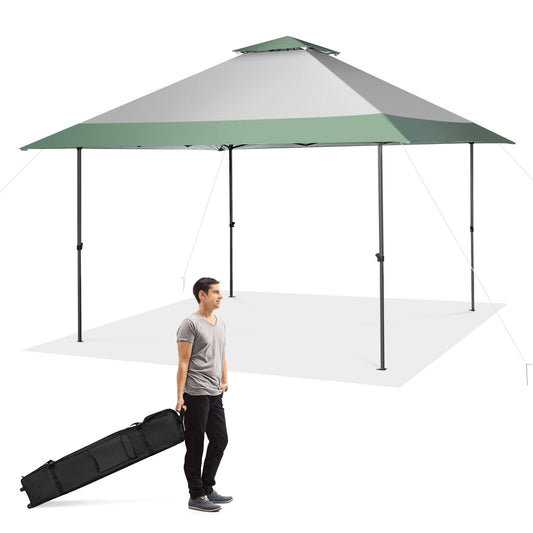 13 x 13 Feet Pop-Up Patio Canopy Tent with Shelter and Wheeled Bag-Gray Kids Crystal