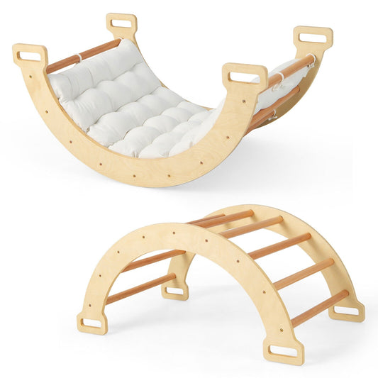 2-in-1 Arch Rocker with Soft Cushion for Toddlers-Natural Kids Crystal