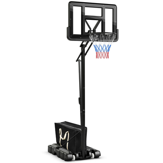 Portable Basketball Hoop with 4.6 to 10 Feet 10-Level Height Adjustable Kids Crystal
