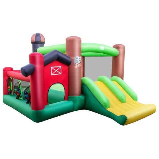 6-in-1 Inflatable Bounce House with Double Slides without 735W Blower Kids Crystal