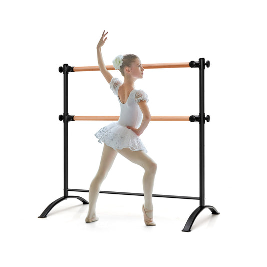 4 Foot Portable  Freestanding Double Ballet Barre-Black Kids Crystal