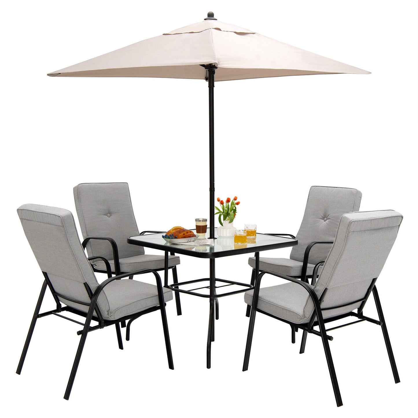 5 Feet Patio Square Market Table Umbrella Shelter with 4 Sturdy Ribs Kids Crystal