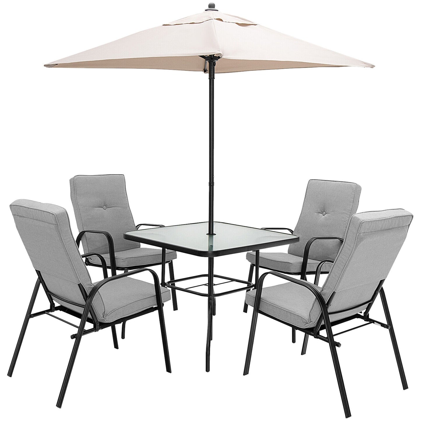 5 Feet Patio Square Market Table Umbrella Shelter with 4 Sturdy Ribs Kids Crystal
