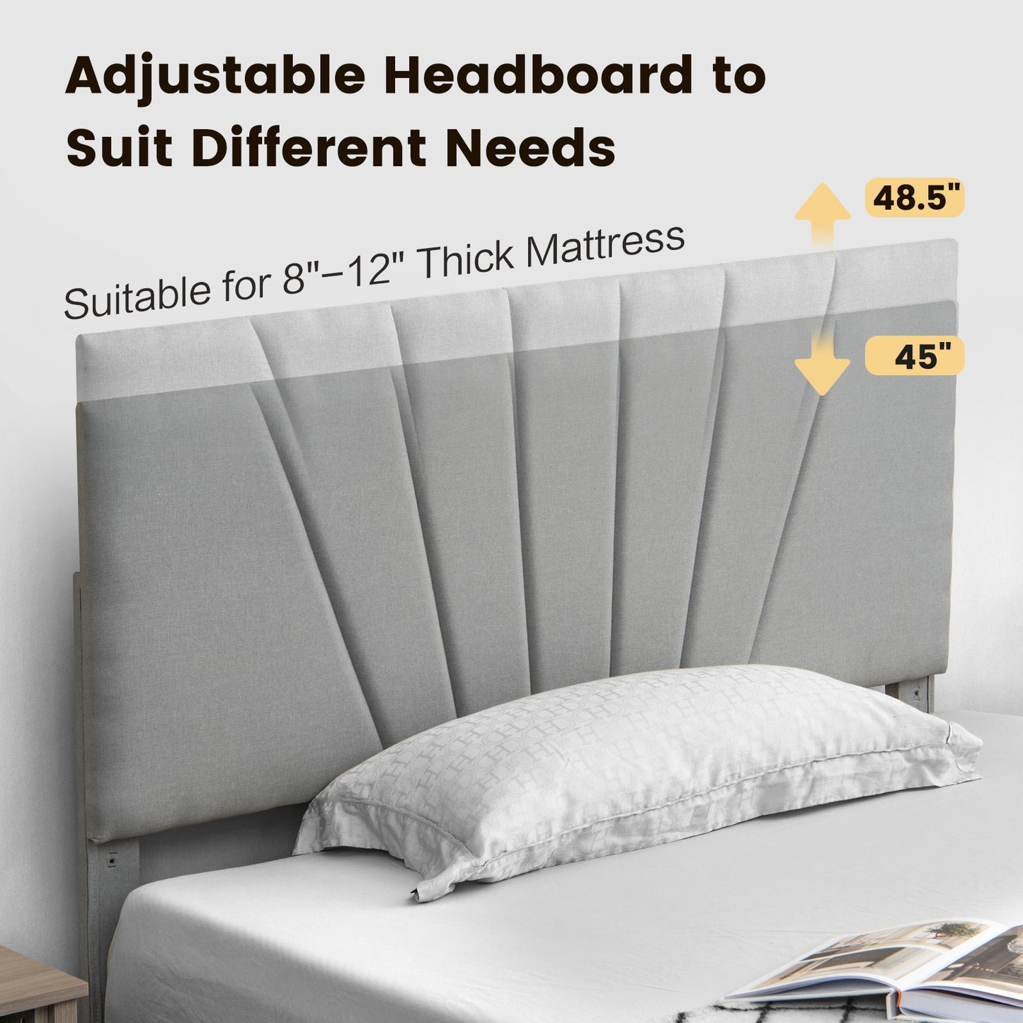 Full/Queen Size Upholstered Bed Frame with Drawer and Adjustable Headboard-Full Size Kids Crystal