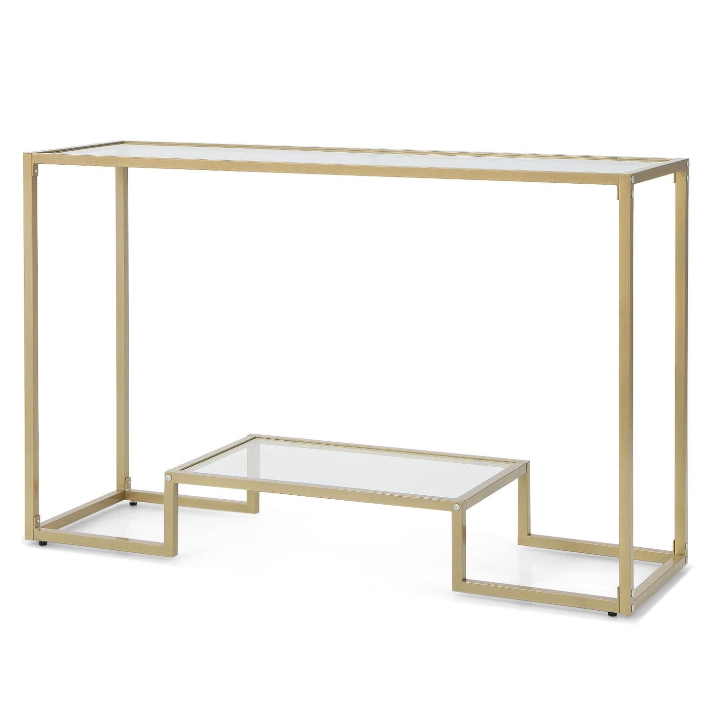 48 Inch 2-Tier Console Table with Tempered Glass Tabletop for Hallway-Golden Kids Crystal