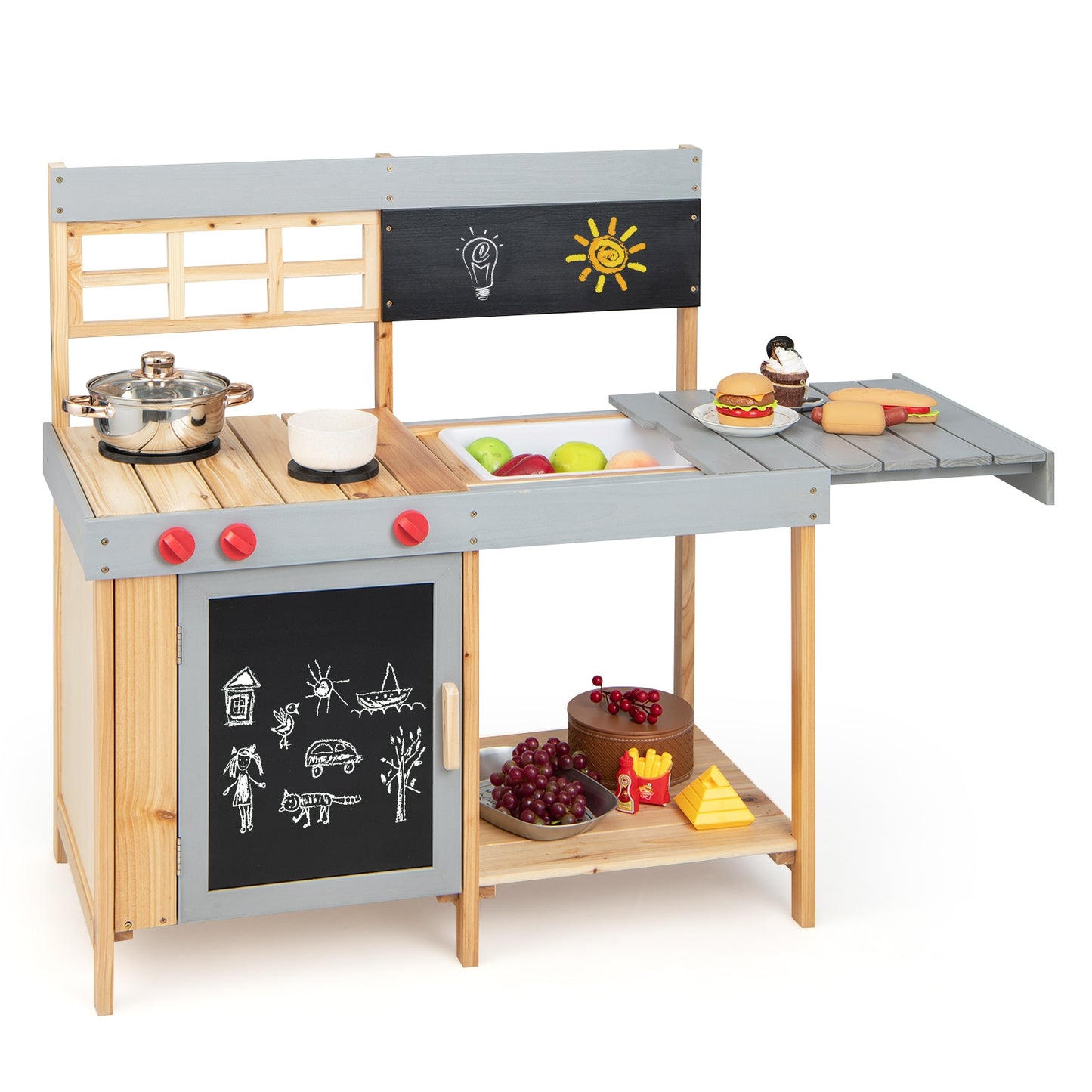 Outdoor Kid&#39;s Mud Kitchen Set with Detachable Water Box for Toddlers Over 3 Kids Crystal