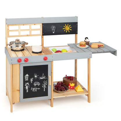 Outdoor Kid&#39;s Mud Kitchen Set with Detachable Water Box for Toddlers Over 3