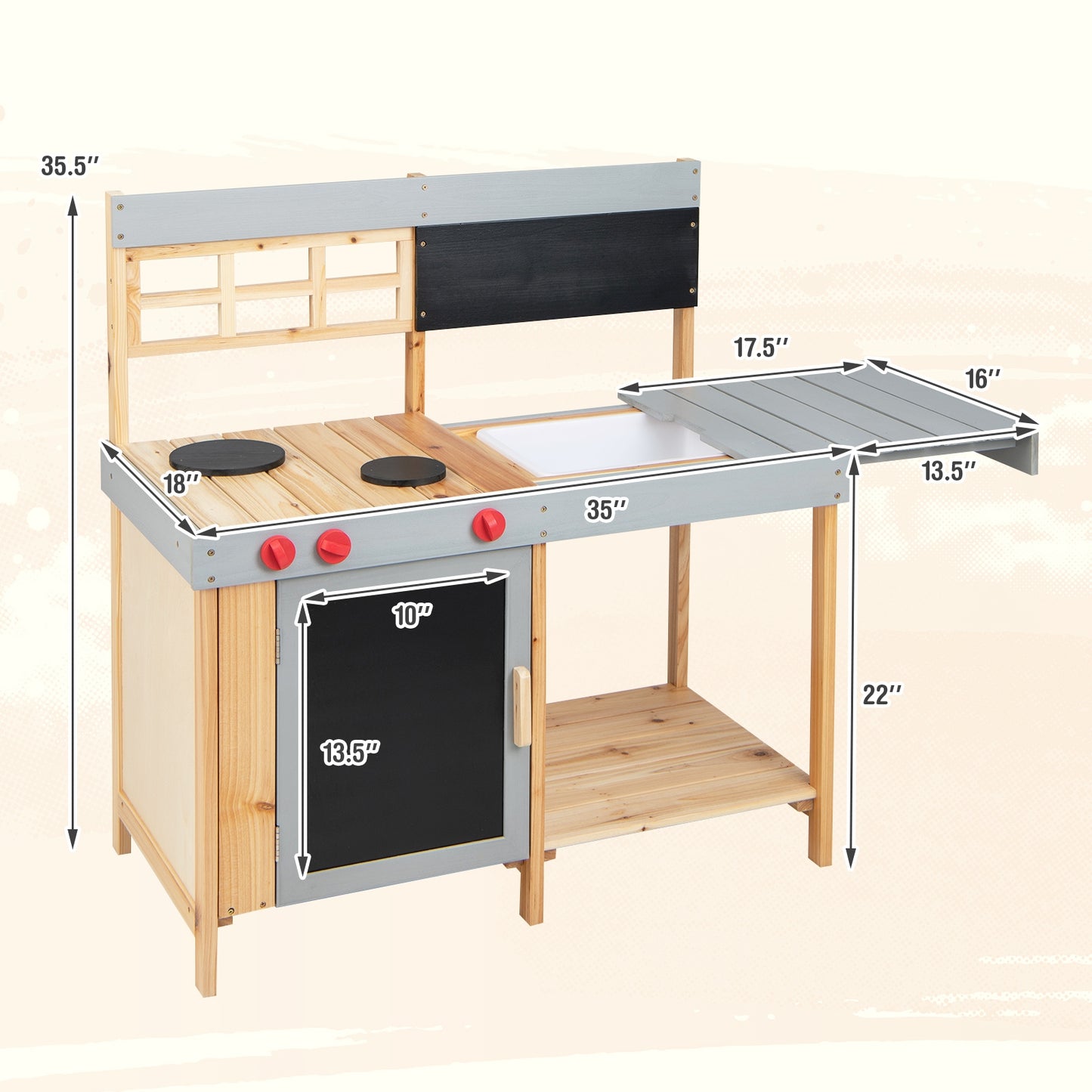 Outdoor Kid&#39;s Mud Kitchen Set with Detachable Water Box for Toddlers Over 3 Kids Crystal