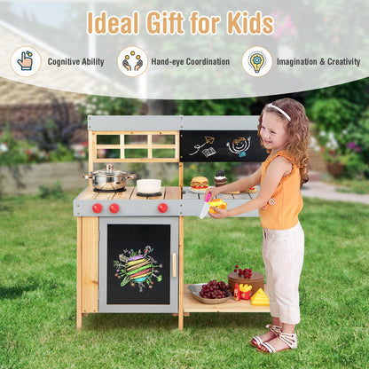 Outdoor Kid&#39;s Mud Kitchen Set with Detachable Water Box for Toddlers Over 3